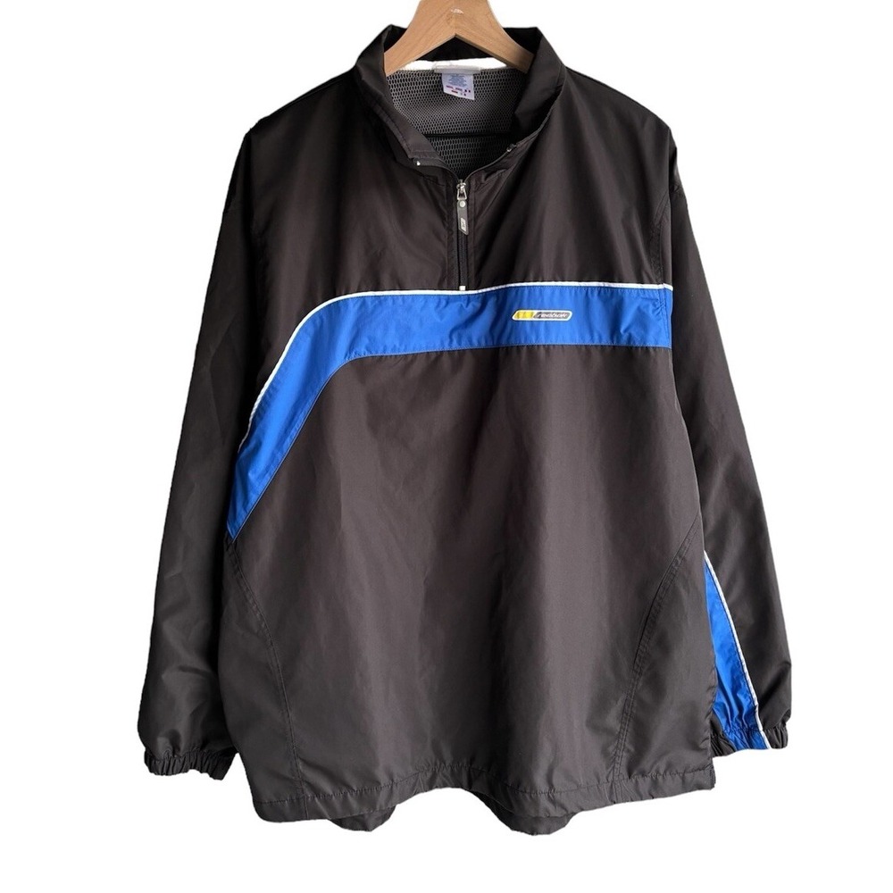Vintage Reebok Quarter Zip Windbreaker Jacket Black Blue Y2K Mens Large